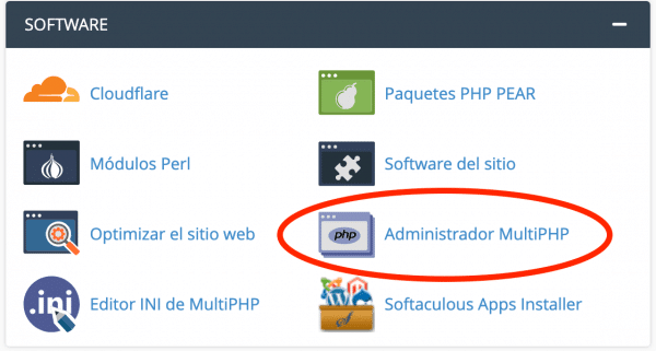 Selector PHP cPanel